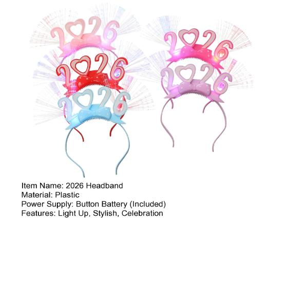 2026 Πρωτοχρονιάτικο Πάρτι Στέκα Λαμπερή LED Φωτιζόμενη Κεφαλοστολή για Χριστούγεννα Παραμονή Πρωτοχρονιάς Εορταστικές Εκδηλώσεις Πάρτι Γιορτή