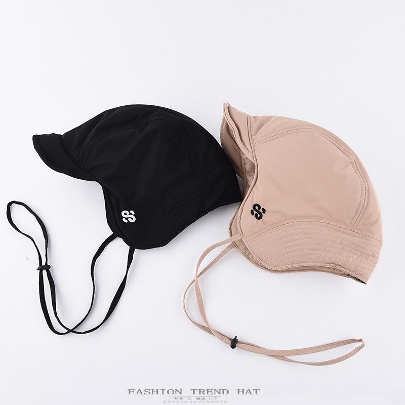 Pălărie de pilot pentru bărbați, toamnă și iarnă, călduroasă, cu protecție pentru urechi, cu cozoroc, stil biker, Lei Feng Cap pentru tineri, pentru exterior, rezistentă la vânt și zăpadă