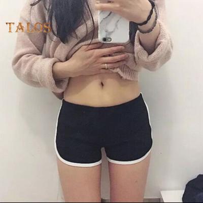 Lady Sport Shorts Elastic Waist Yoga Mini Shorts Solid Color Super Short Pants Lightweight Beach Pants Athletic Shorts