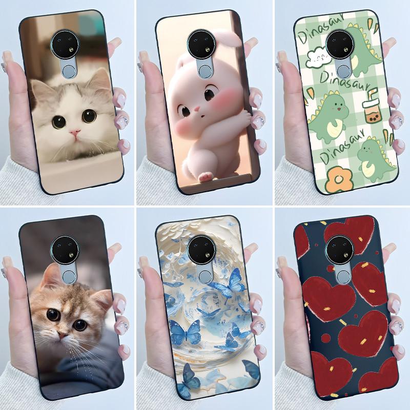 Coque Mignonne Pour Nokia 6.2 / Nokia 7.2 Fundas Capa Coque Imprimée Coque de Protection Silicone Souple Dessin Animé Coque Noire