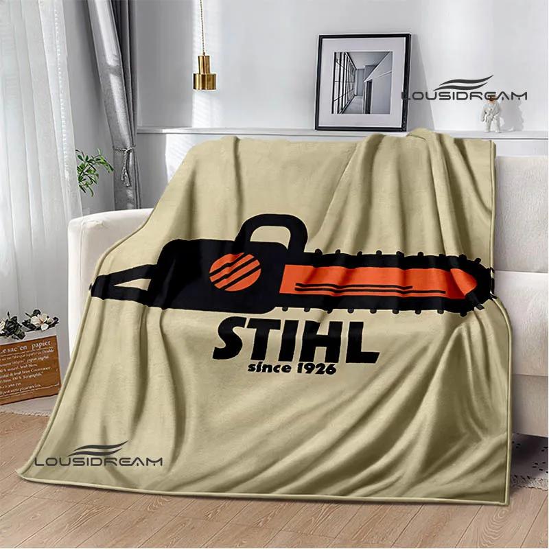 3D logo Stihl tištěné deky piknikové deky Teplá flanelová deka Měkká a pohodlná deka Potahy na postel do domácnosti Dárek k narozeninám