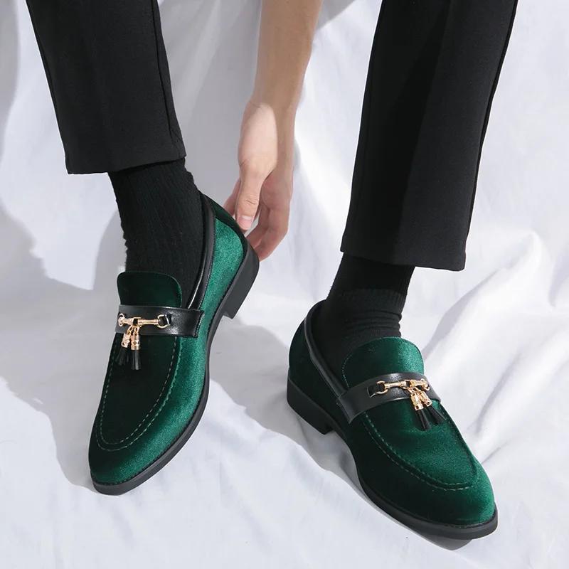 Men's Blue Tassel Loafers Suede Flat Soled Shoes Slip-on Light Comfortable Driving Flats Casual Shoes Lazy Loafers Mo-358