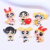 6Pcs Kawaii Anime The Powerpuff And Girls Series Resin Model Toys Cute Cartoon Character Creativity Diy Keychain Material