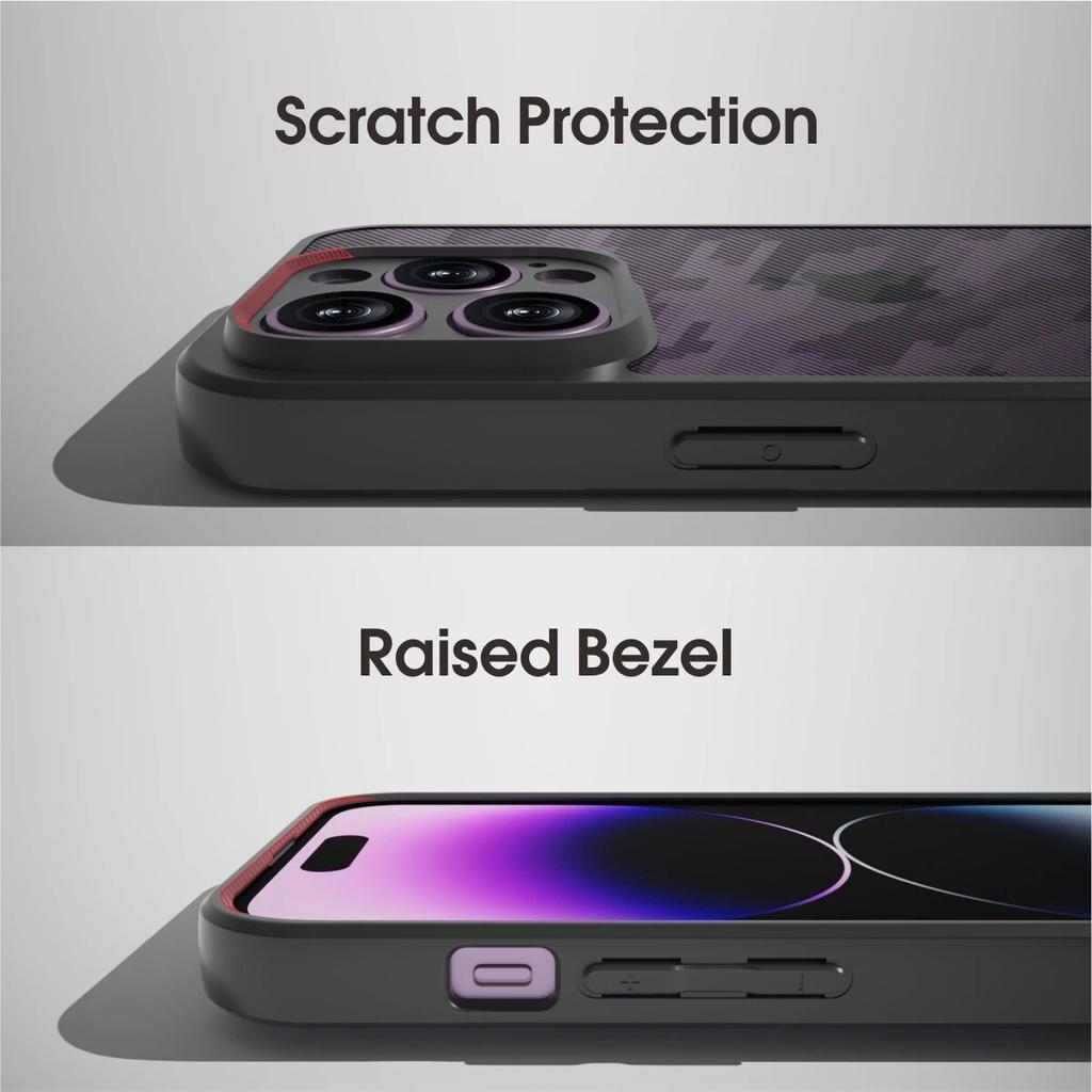 (Comes with wrist strap)IBMRS for Apple iPhone 14 pro Case 6.1 Inches camo Transparent Hard Back Shockproof TPU Frame Case