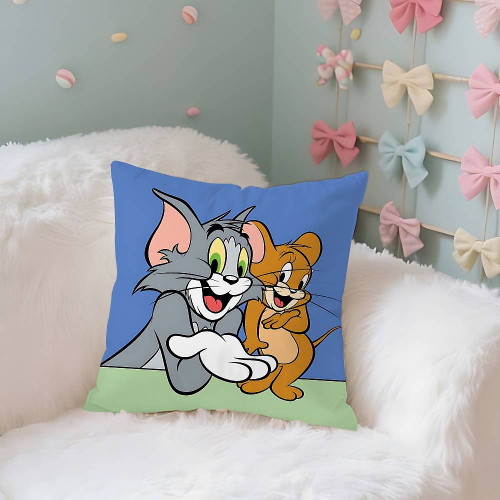 Cartoon TToms And JJerrys Case Plush Fabric Soft Pillowcase Double Sided Print Cushion Cover Household Gifts