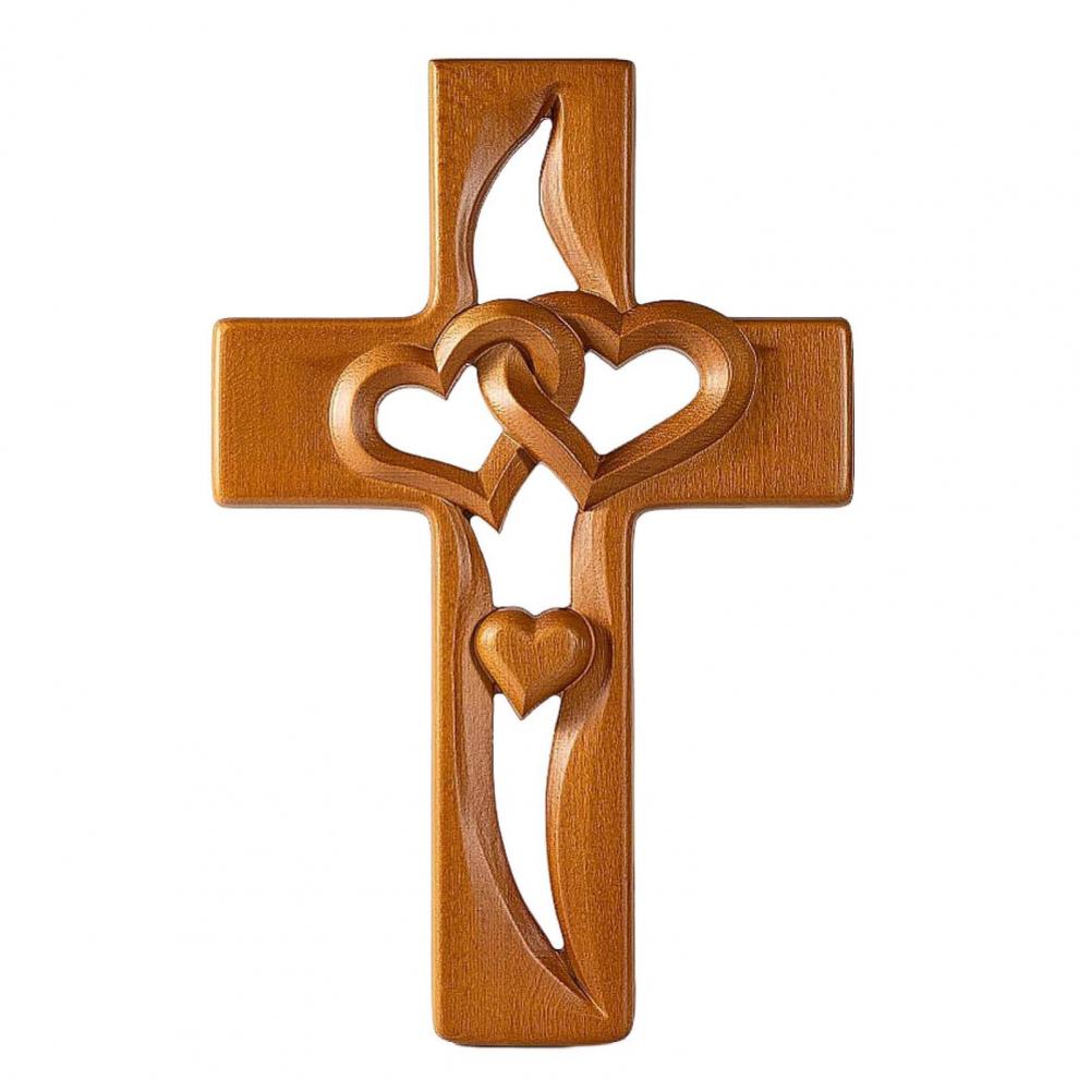 Minimalist Cross Hand Carved Interwoven Heartwood Cross Handmade Interwoven Heartwood Cross Wall Hanging Ornament Wall Sculpture