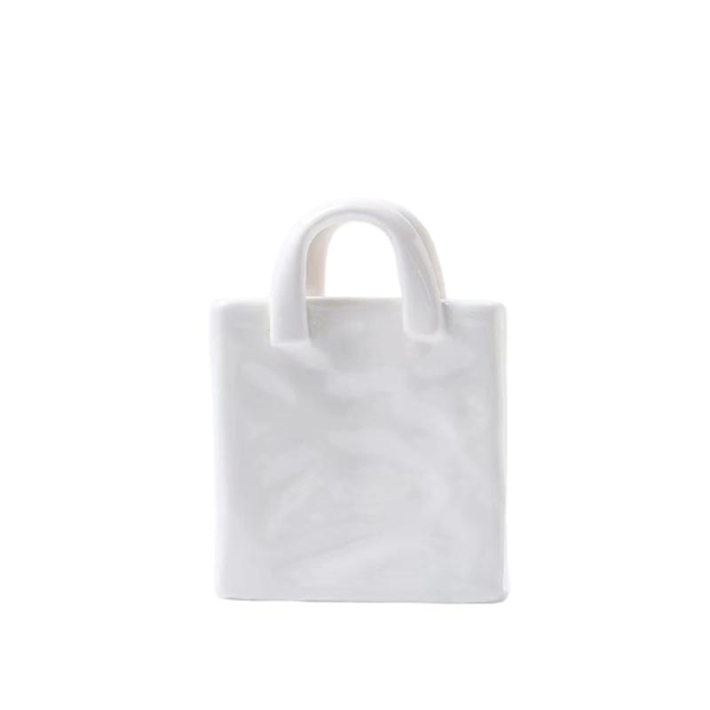 

Vintage Purse Shape Flower Vases Minimalists Desktop Ornament Multifunctional Resins Flower Pot For Living Room Decors