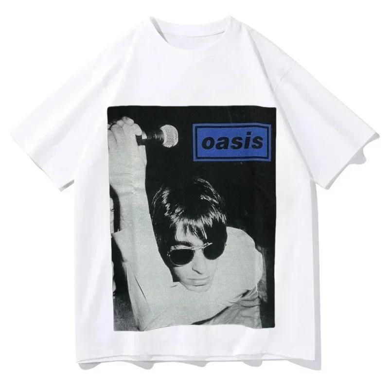 2025 Oasis Band Rock Retro Trend Peripheral Printed T-Shirt Summer Crew Neck Pullover Men's and Women's Short Sleeves