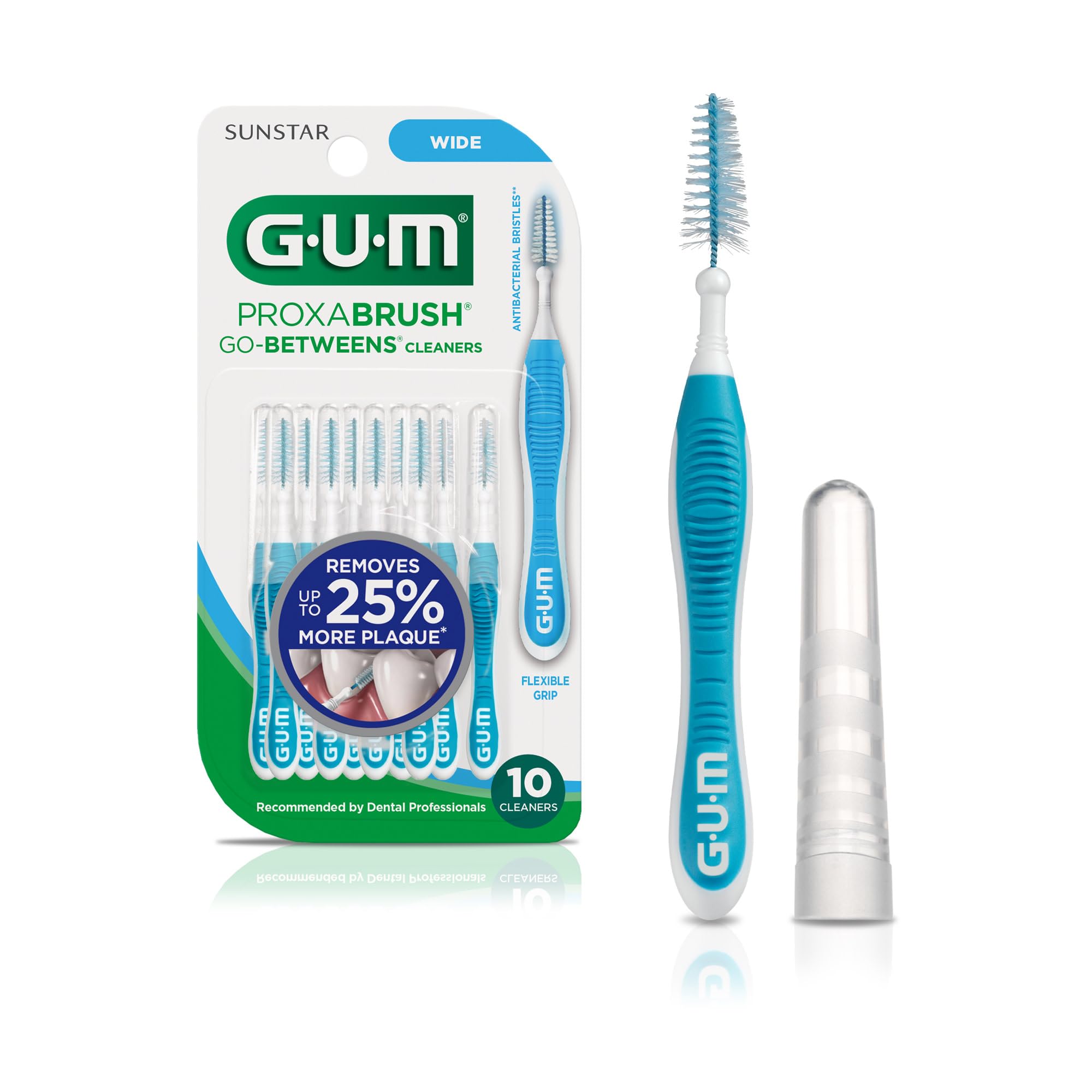 GUM Proxabrush Wide Interdental Brush Soft Bristle Dental Pick for Plaque Removal and Gum Health Safe for Braces Dental 10pcs Go-Betweens - - - - &