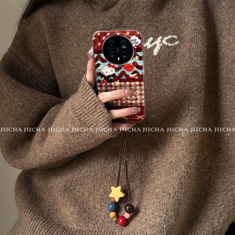 Applicable to Honor magic8pro mobile phone case ins wind cold honormagic7 atmosphere kitty cat splicing plaid