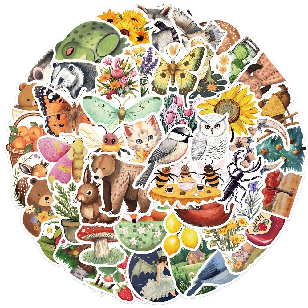 50 Cartoon Mysterious Forest Illustration Graffiti Stickers Personalized Decorative Guitar Notebook Suitcase DIY Waterproof