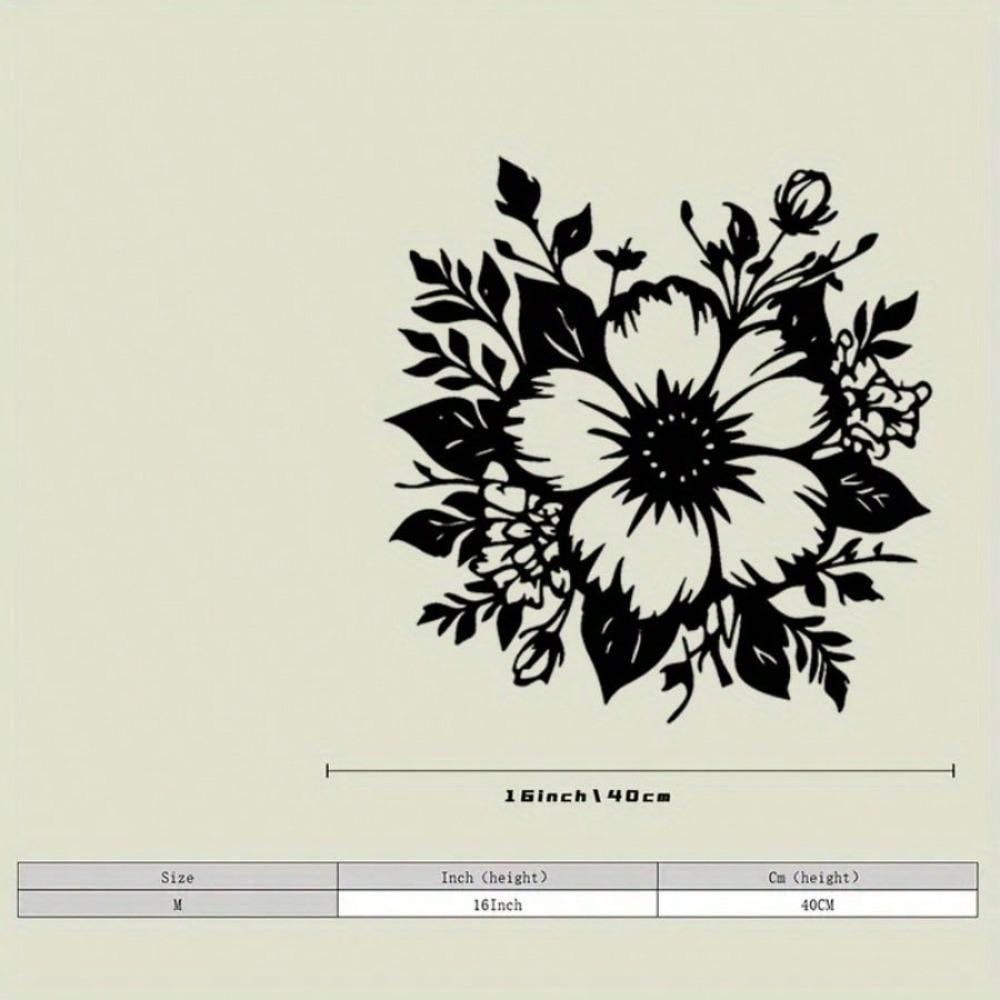 White Metal Flower Bouquet Wall Art Iron Leaf Branch Plant Decor Living Room Gift