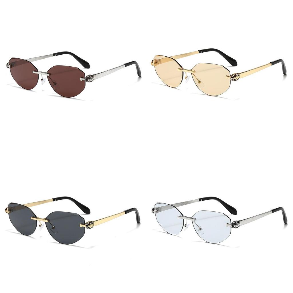 Metal Frameless Sunglasses With Gray Pc Lenses Uv400 For Fashionable Sun Protection