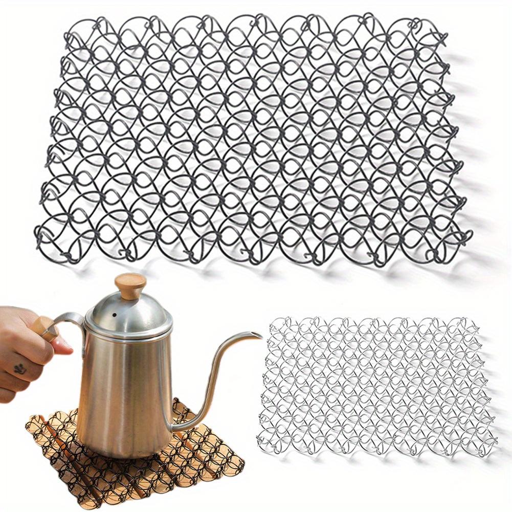Outdoor Spring Insulated Mat 304 Stainless Steel Heat Insulation Pad Trivet Mat Hot Pad for Hot Dishes Pots and Pans for Camping