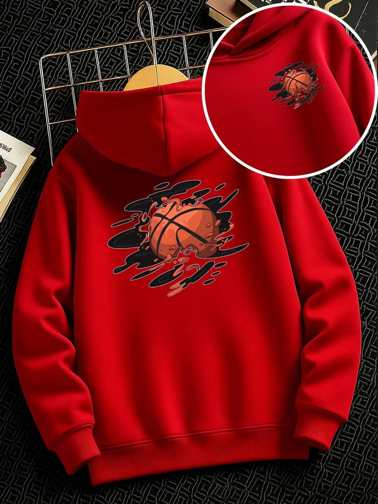 Stylish and casual hooded sweatshirts for boys and girls (Autumn/Winter); trendy sportswear featuring basketball prints—ideal for outdoor activities.