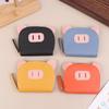 Pu Leather Female Light Student Cartoon Cute Pig Zipper Multi-Card Card Set Soft Pickup Clip Coin Purse Mini Clutch Earphone Bag