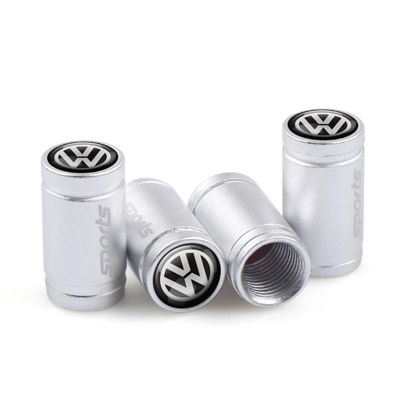 For Volkswagen 4pcs Car Wheel Tire Valve Caps Tyre Rim Stem Airdust Cover For Volkswagen VW Passat b6 b8 Tiguan Polo R Line GTI Golf 5 7 Caddy