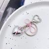 Sweet Bowknot Heart Keychain Pendant Lovely Hanging Decorations Keyring Charm for Purse Bag Backpack Handbag Ornament