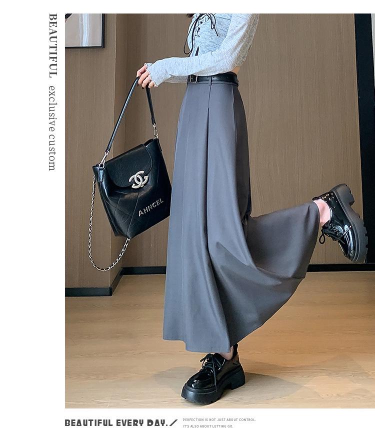 Damen High-Waist Plissee-Midi-Rock mit Gürtel - Elegant A-Linie für Frühling & Herbst