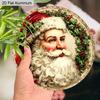2D Flat Aluminium Rustic Christmas Sign with Santa Claus Pattern - Artistic Christmas Figurine Ornaments - Ideal for Front Door, Wall, Porch, Window