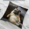 Double Sided Soft Comfortable Throw Pillow Cover With Cute Fat Pug Design For Living Room And Bedroom Decoration