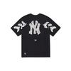 MLB New York Yankees Logo a Lettere Stampato Casual Manica Corta Leggero Spalla Cadente T-Shirt Unisex Top Nero 3ATSS2023-50BKS