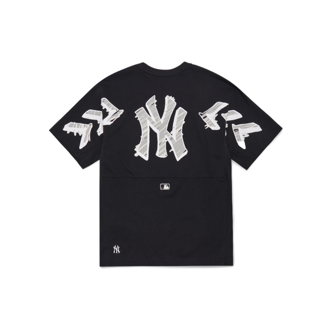 MLB New York Yankees Buchstabenlogo Aufdruck Lässiges Kurzarm Leichtes Drop Shoulder T-Shirt Unisex Oberteile Schwarz 3ATSS2023-50BKS S white