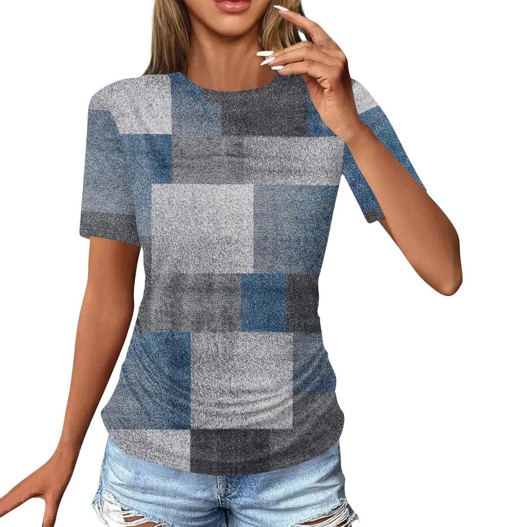 Tricouri Damă Moda Casual Topuri Gât rotund Mânecă scurtă Imprimată Tunica