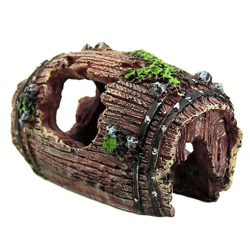 Aquarium Fish Tank Barrel Resin Ornament Cave Landscaping Furnishing Decoration