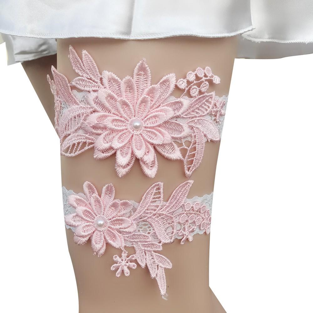 European & American Bridal Chiffon Flower Rhinestone Garter