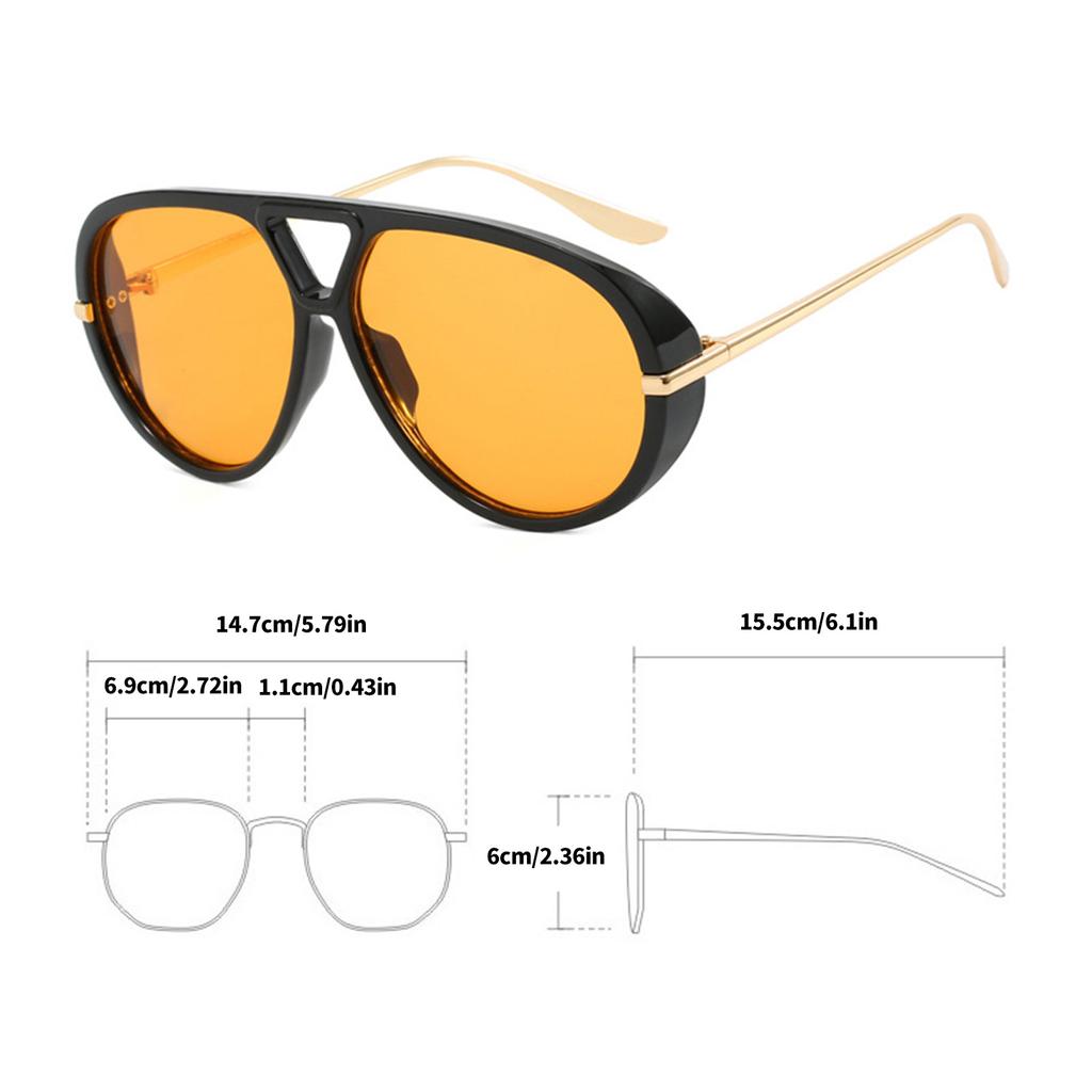 Oversized Aviator Sunglasses For Women Men Retro Vintage Shield Lens UV Protection Lightweight Metal Frame