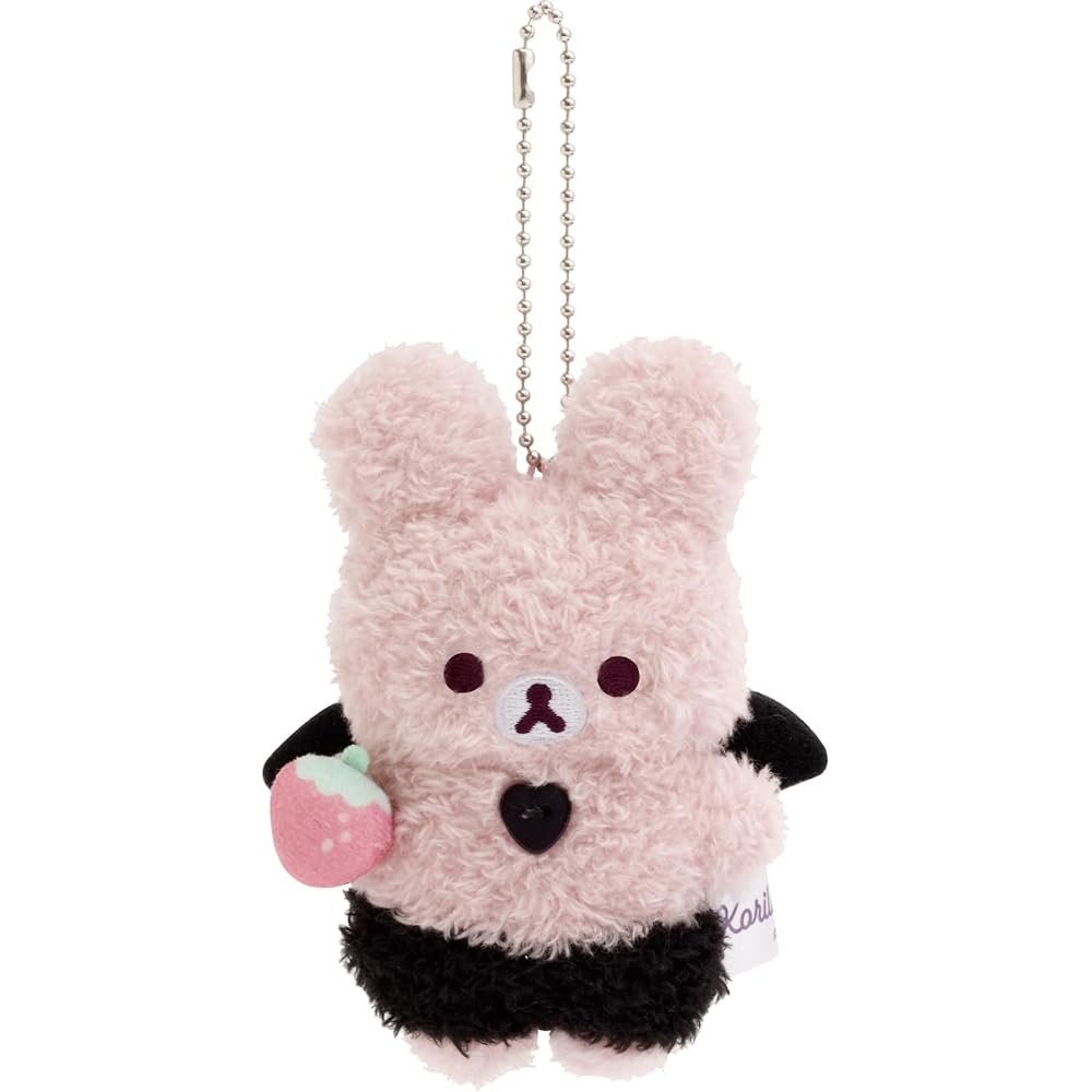 San-X Rilakkuma Korilakkuma Plush Toy Pink Hanging Doll 110mm x 80mm x 45mm