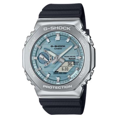 G-Shock G-Steel Solcelledrevet Blå Skive Sort Resin Rem Ur - GBM2100A-1A2, Blå, Moderne