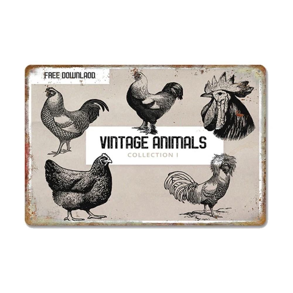 Funny Warning Chicken Sign, Indoor Outdoor Metal Plaque 20x30cm