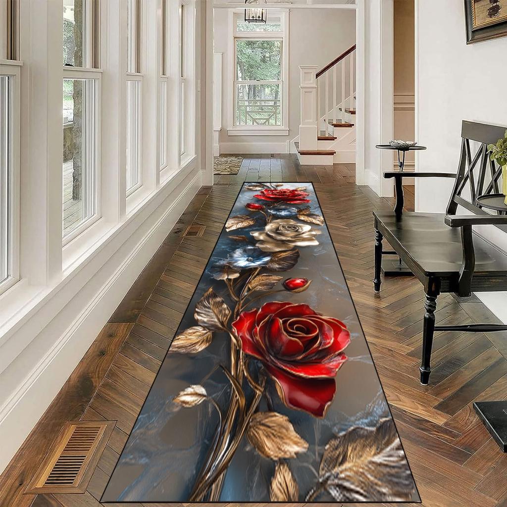 Valentine's Day Carpet Golden Rose Carpet Runner Rug Kitchen Rug Doormat Welcome Mat Carpet For Live Room Rug For Bedroom