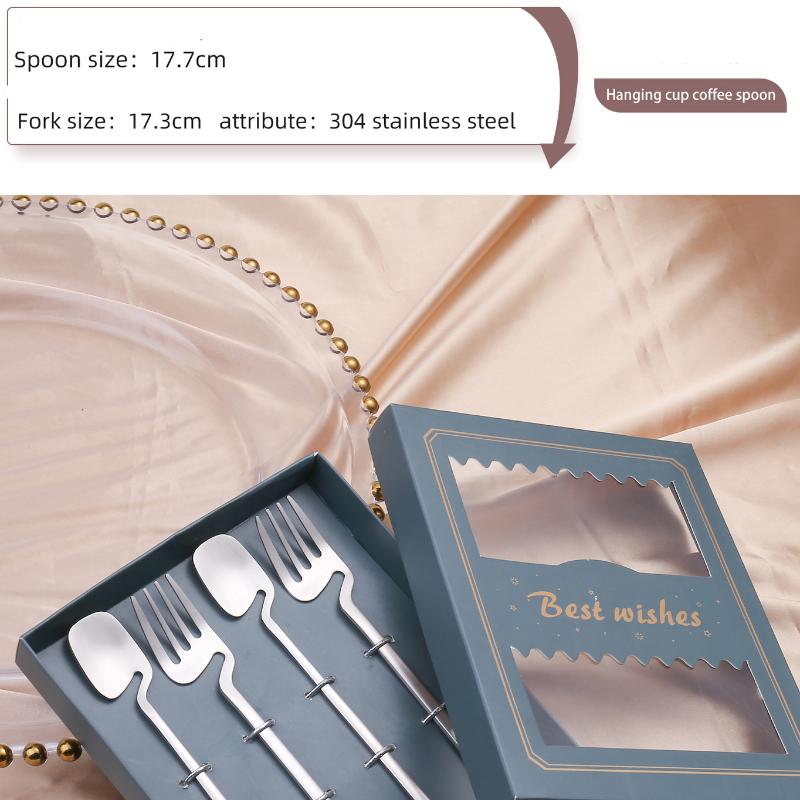 HANYANG Tableware Set Creative Spoon Round Spoon Stirring Spoon Gift Set Ice Spoon Fruit Fork Gift Set