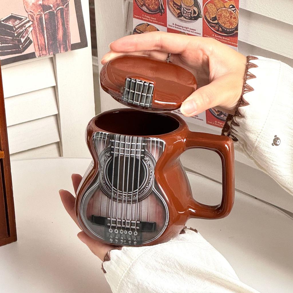 Gitarrendeckel Keramiktasse Große Kapazität Kreativ Wasserbecher Kaffeetasse Musik Musikinstrument Tasse Geschenk Geschenk