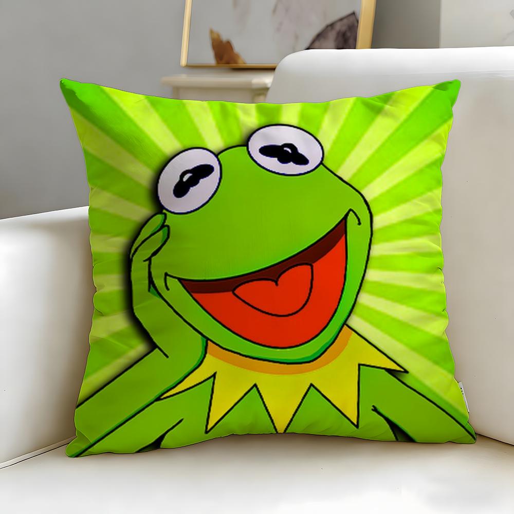 cartoon character Kermit the Frog Cushion Cover Soft  EasyWash Pillow Case  Versatile for Couch Bed Travel and Office