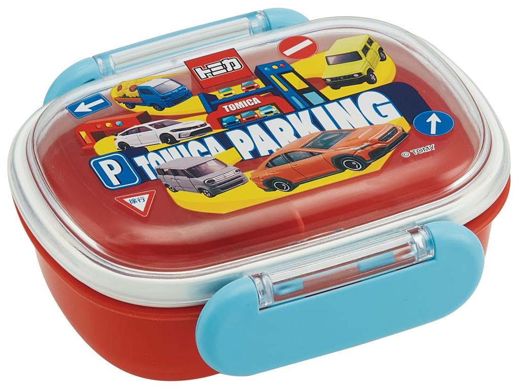 Skater Kids' Small Lunch Box, Single Tier, 270ml, Dome-Shaped, Tomica Design, Made In Japan, QAF1AG-A