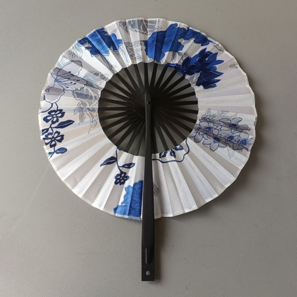 Bamboo Craft Round Folding Fan Rotatable Handheld Fan Home Decoration Dance Fan  Girl Gift