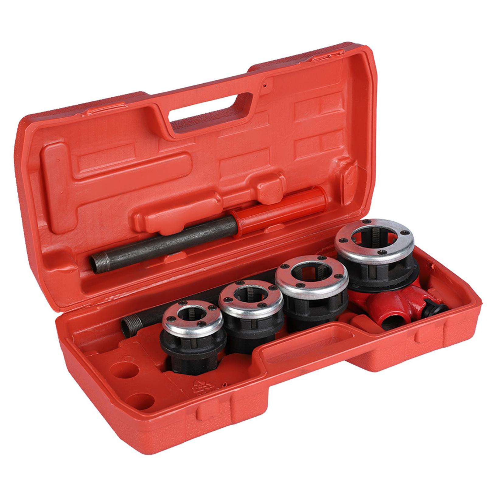 Kit de Roscado Manual para Tuberías de Fontanería con 4 Machos 1/2 3/4 1 1 1/4 Herramienta Roscadora