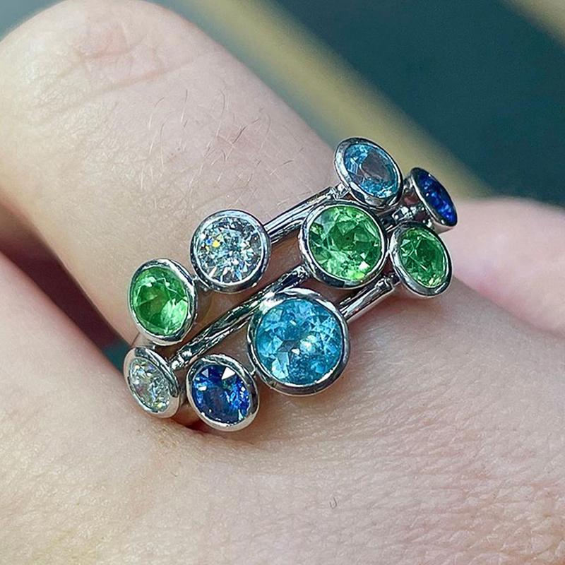 

Huitan Chic Lady s Rings Newly Designed Women Finger Accessories with Colorful Cubic Zirconia Fashion Zircon Bulk Drop Shipping 6