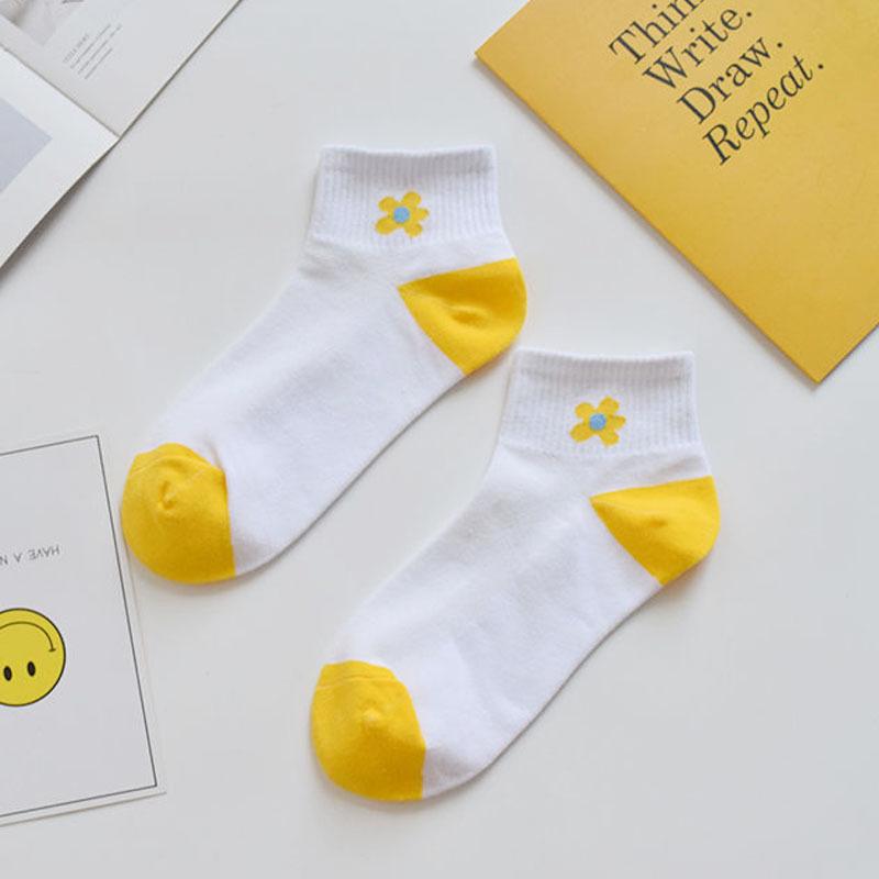 5 Pairs Summer Women's Cotton Shallow Mesh Boat Socks Cartoon Small Flower Mesh Female Socks