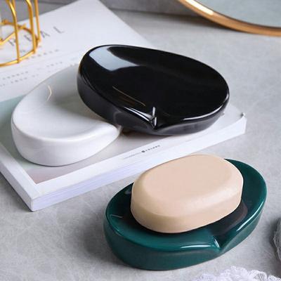 Jabonera de Cerámica Creativa Minimalista Soporte para Jabón Encimera de Baño Bandeja para Jabón con Drenaje