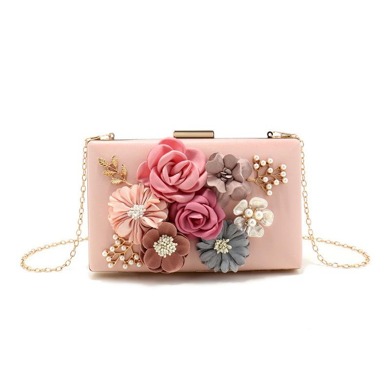 Luxury Elegant Evening Bag for Women Flower Wedding Evening Clutch Purse Bride Floral Clutch Bag Chain Shoulder Crossbody Bags