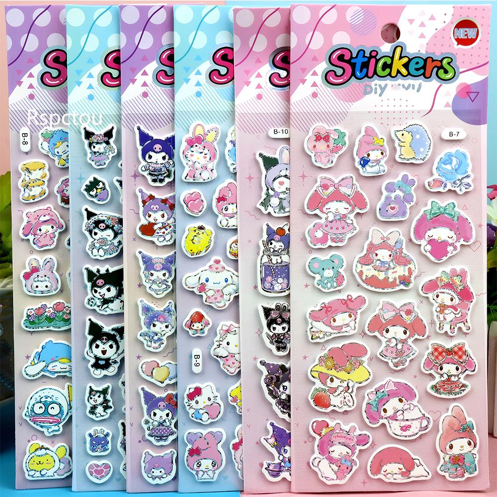 Kawaii Sanrio 3D Puffy Stickers Cute Anime Kuromi My Melody Cinnamoroll Bubble Sticker Decorative Luggage Laptop Decals Toy Gift