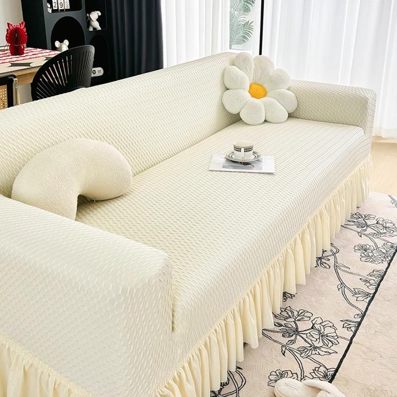 The New Summer Elastic Skirt Has A Cool Ice Silk Straight Line Anti Slip Full Cover Sofa Cover In One Piece