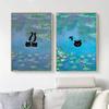 Famous Art Gustav Klimt Kiss Van Gogh Monet Waterlily Black Cat Posters Canvas Painting Funny Animal Wall Art Room Home Decor
