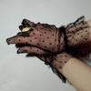 1 Pair Lace Gloves Fashion Autumn Summer Women Short Tulle Stretchy Lotus Leaf Sheers Flexible Mesh Gloves Full Finger