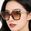 Fashion Square Frame Sunglasses With Metal Snake Temples For Men And Women UV400 Protections Large Lens Sun Glasses